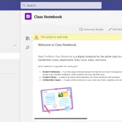 Klasa "English 10A" w Microsoft Teams, gdzie notatnik cyfrowy teems informacjami.
