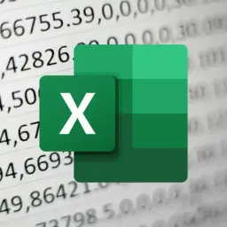 Logo Excel na tle arkusza kalkulacyjnego z liczbami. Dzielenie w Excelu to prosta funkcja.