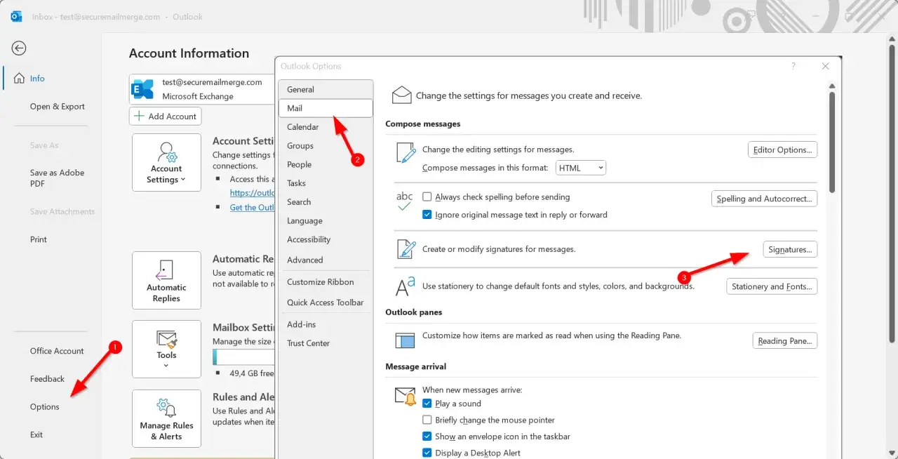 Jak ustawić stopkę w Outlook: kliknij 